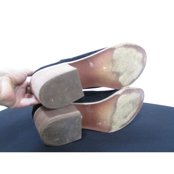 EUC! BP Black Suede Slip On Perforated Back Medium Heel Ankle Booties Women 9 M - Picture 7 of 9